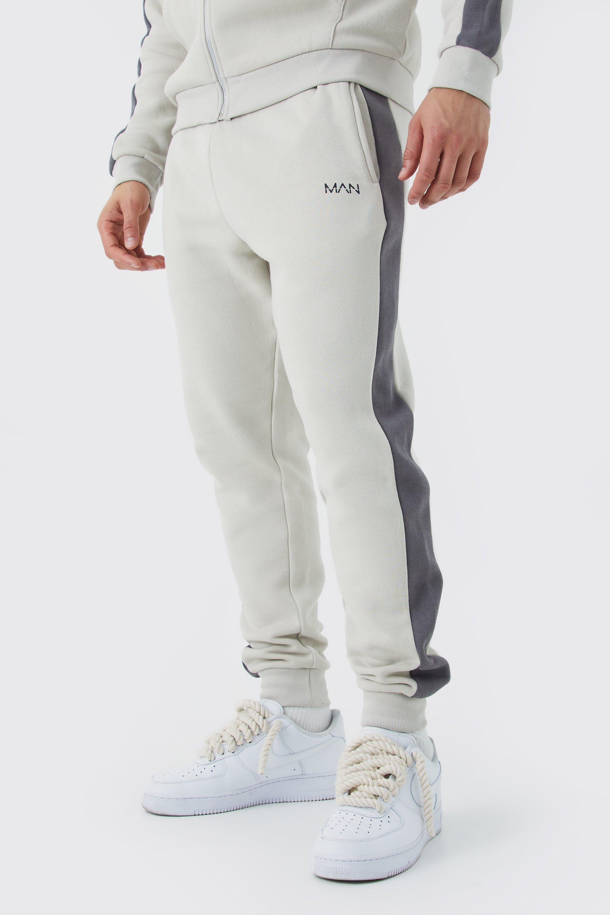 Boohooman grey tracksuit online bottoms